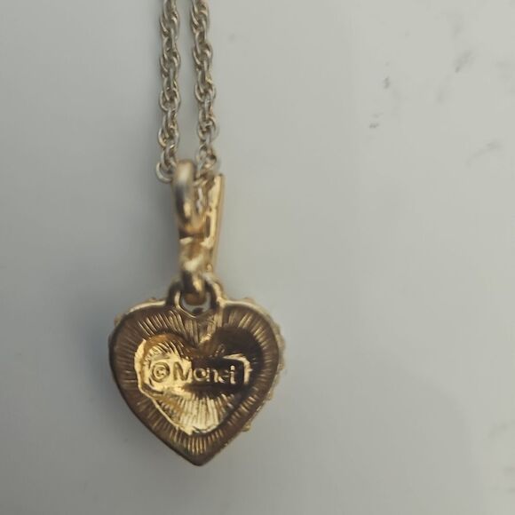 Monet Stamped Necklace & Earrings With Crystal Rhinestones Gold Plated - Picture 14 of 16